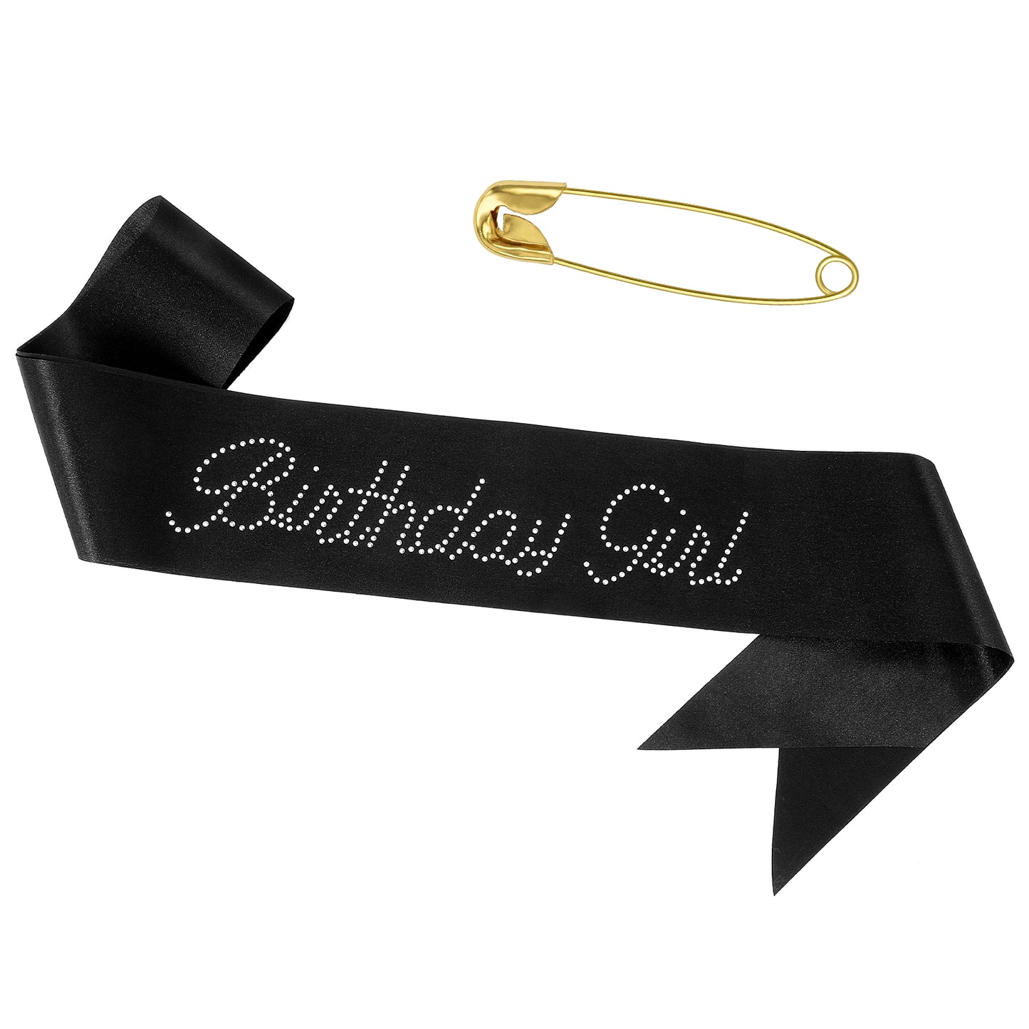 Black Birthday Girl Sash, Elegant Birthday Sash for Women, Glitter Decorated Sashes for Sweet 16, 10th, 18th, 21st and Bday Parties