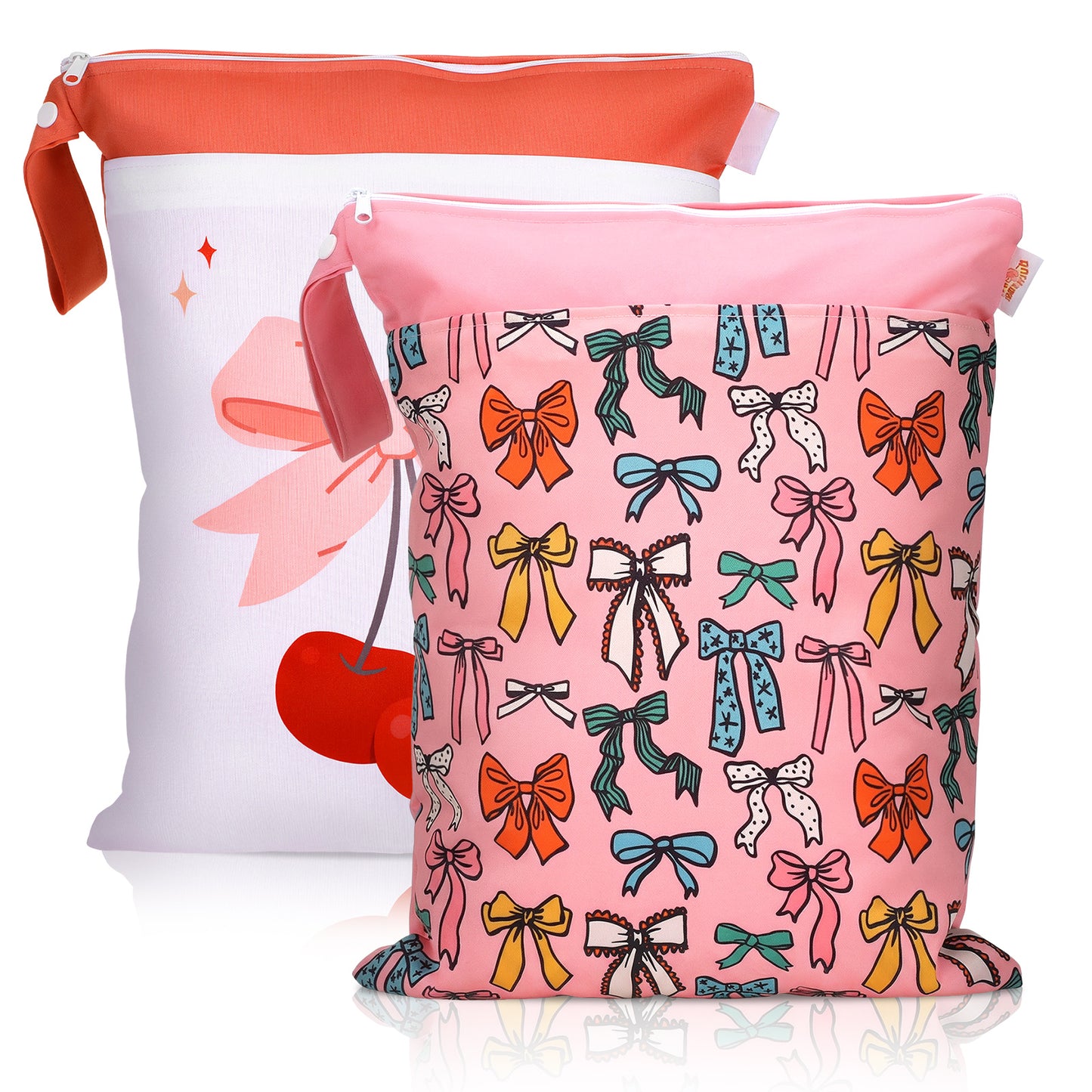 2 Pcs Large Travel Laundry Bags with Pink Bow Foldable Waterproof Washable Wet Dry Bag Dirty Clothes Bags for Traveling Swimsuit Workout Bag for Gym Cloth Laundry Wet Clothes Swimming Pool Yoga