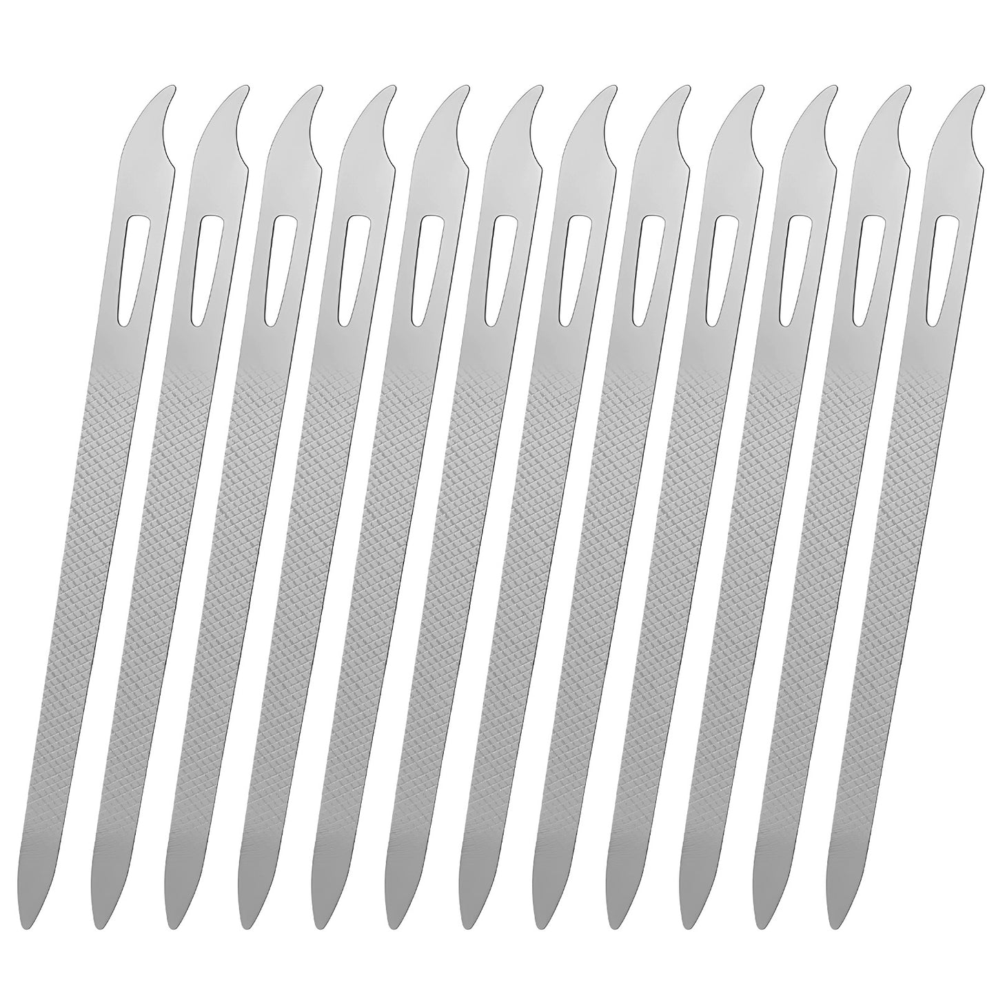 12Pcs Metal Fingernail File, Nail Files for Natural Nails, Stainless Steel Nail File Set with Curved Sharp Pointed Tip, Double Sided Manicure Pedicure Toenails Tools