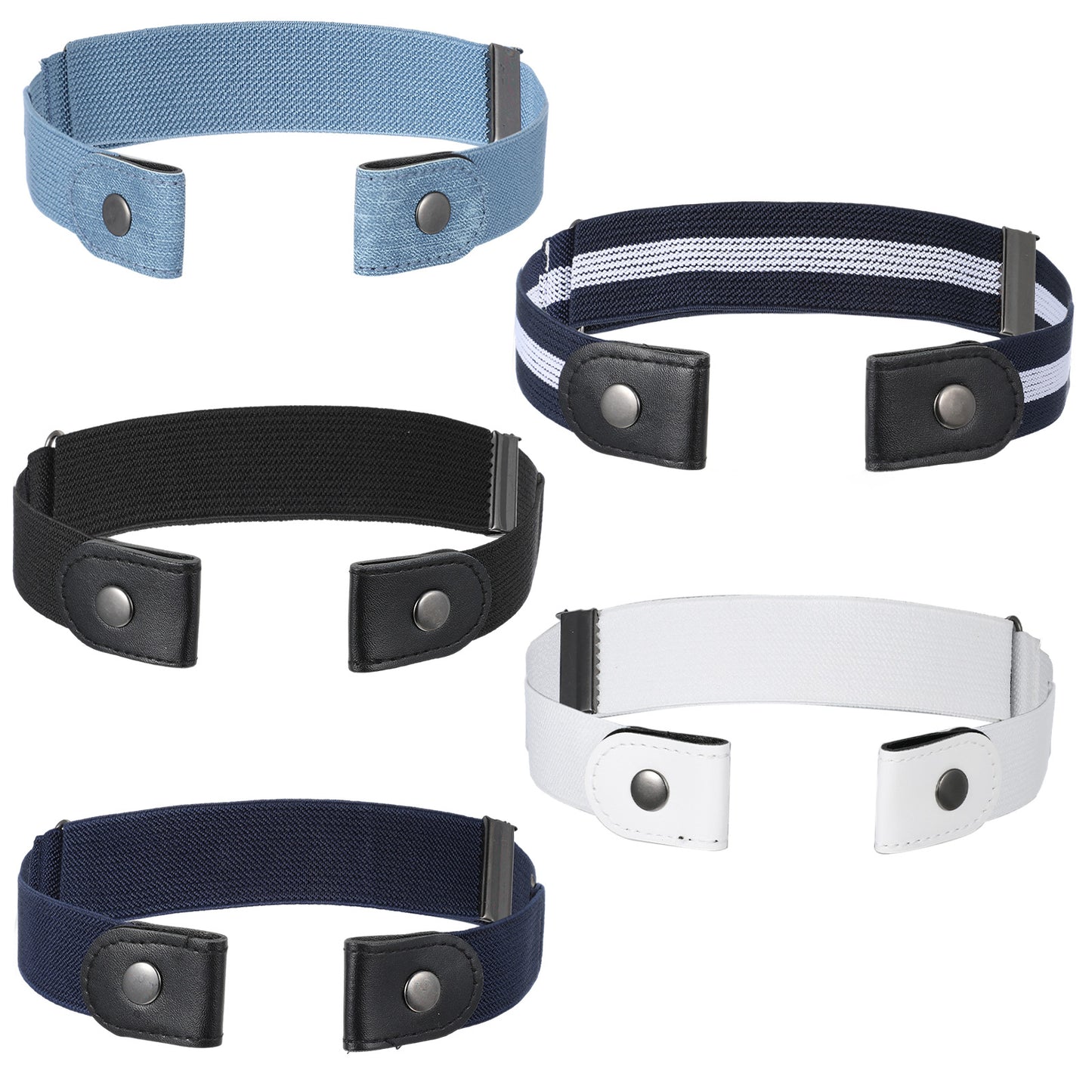 Aysatogc 5 Pcs No Buckle Stretch Belt for Women Men, Invisible Stretch Belts for Men Adjustable Belt No Buckle Invisible Elastic Belts for Women Jeans Pants