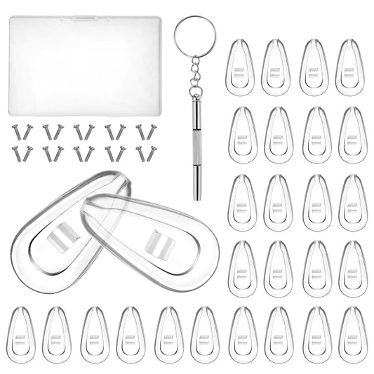 10 Pairs of Glasses Nose Pads, Eyeglasses Repair Kit with Eyeglass Screwdriver and Small Screws, Silicone Eyeglasses Noses Pad Anti-Slip Eyeglass Nose Pads Replacement