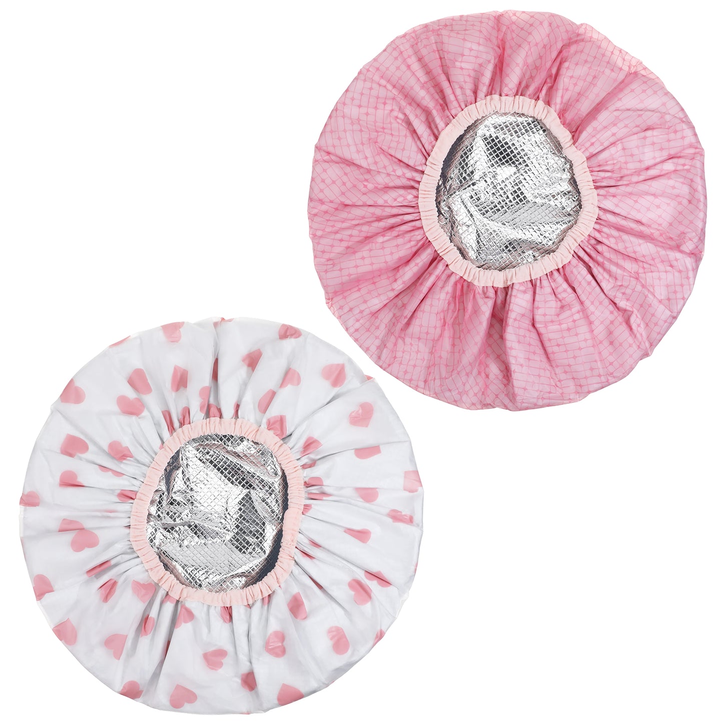 2PCS Heat Cap for Deep Conditioning - Double-Layer Deep Conditioning Hair Cap, Reusable Shower Heated Cap for Coloring,Perming, Plastic Caps for Hair Treatment