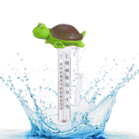 Floating Pool Thermometer Turtle Design Large Display Easy Read Shatter Resistant Water Temperature Gauge with String Swimming Pool Spa Hot Tub Accessories