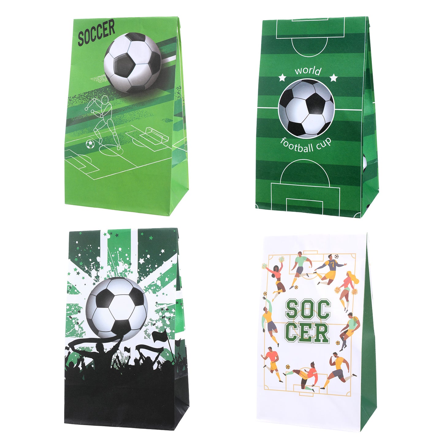 12 Pcs Soccer Goodie Bags, Snack Bags for Team, Treat Candy Goodie Bag for Soccer with Labels for Snacks, Football Themed Birthday & Celebration Supplies