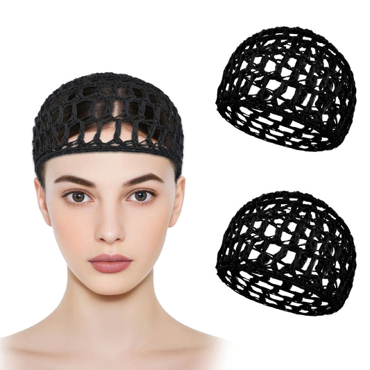 ZEYIYER 2 PCS Black Mesh Hair Wrap Hair Bonnets Hair Nets Hair Bonnet Sleep Caps Hairnets Wig Hair Net Crochet Hair Net for Sleeping