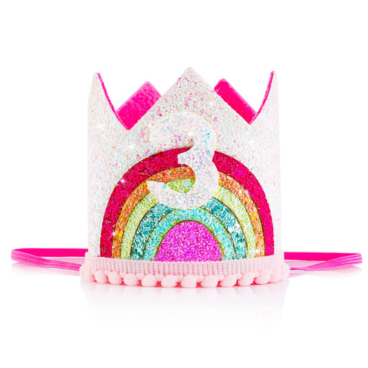 ASTER Baby Girls 3rd Birthday Crown, Princess Girls Third Birthday Crown Hat, Adjustable 3rd Birthday Hat Baby Crown for Baby Girls Third Birthday Party