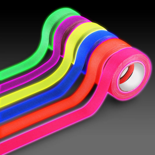 ASTER 6 Rolls UV Tapes Neon Tapes, Adhesive Fluorescent Blacklight Reactive Tapes Glow in The Dark Tapes Super Bright Spike Tape for Glow Party Stage, Pub Supplies (0.6 in x 16.4 ft Per)