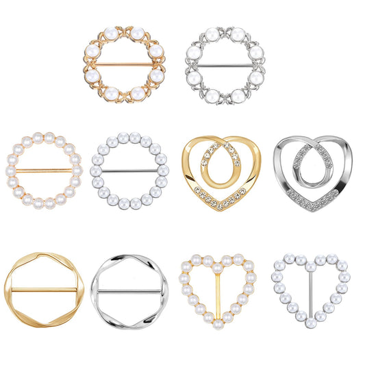 10 Pcs Scarf Ring Clip Shirt Clips for Women Clothing, Metal T Shirt Clips Ties Clothes Corner Knotted Button Silk Scarf Ring Clip Clothing Ring Wrap Holder