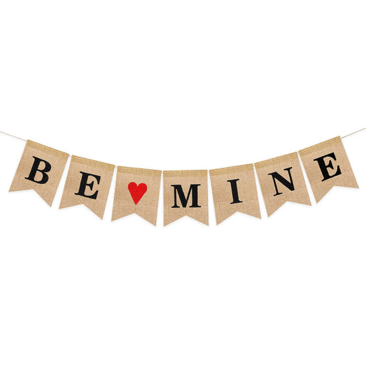 Valentines Day Decor | Happy Valentines Day Banner | BE Mine Burlap Banner |Valentines Day Banner Decoration | Valentines Decor for Wedding Anniversary Birthday Party Decorations