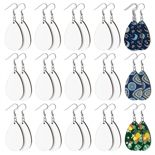 ASTER 30 Pieces Sublimation Blank Earrings, Teardrop Sublimation Blanks Products Heat Transfer Earring Ornament Blanks with Earring Hooks and Jump Rings for Jewelry DIY Making Supplies
