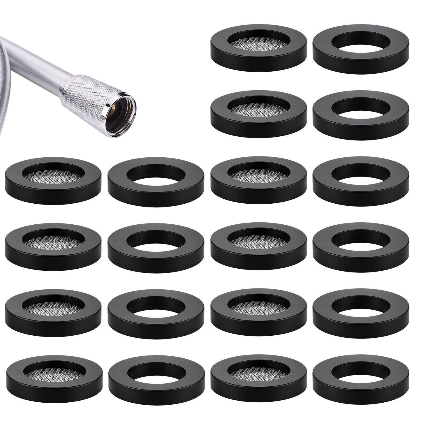 10PCS Shower Head Gasket + 10PCS Rubber Washers, Black Shower Hose Washers