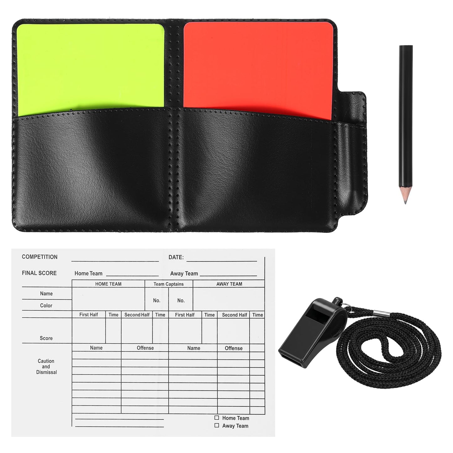 Falzqq Referee Set, Football Red and Yellow Cards with Coach Whistle
