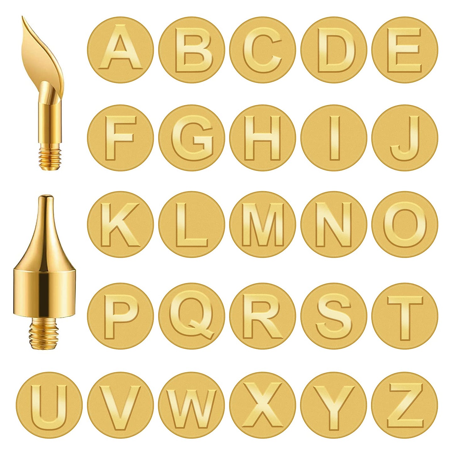 ASTER Wood Burning Tools, 28PCS Brass Kit with 26pcs Letter Tips, Uppercase Alphabet for Embossing and Carving Crafts