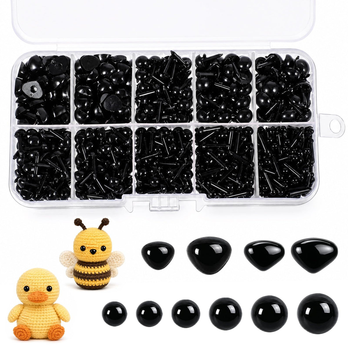 Quilax 1000 Safety Eyes for Crochet Animals, Plastic Toy Eyes