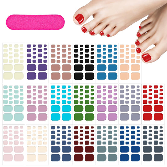 Toe Nail Stickers,20 Sheets Nail Stickers Full Nail Wraps Gel Nail Stickers Press On Toenails Solid Color Gel Nail Polish Nail File for Women Girls