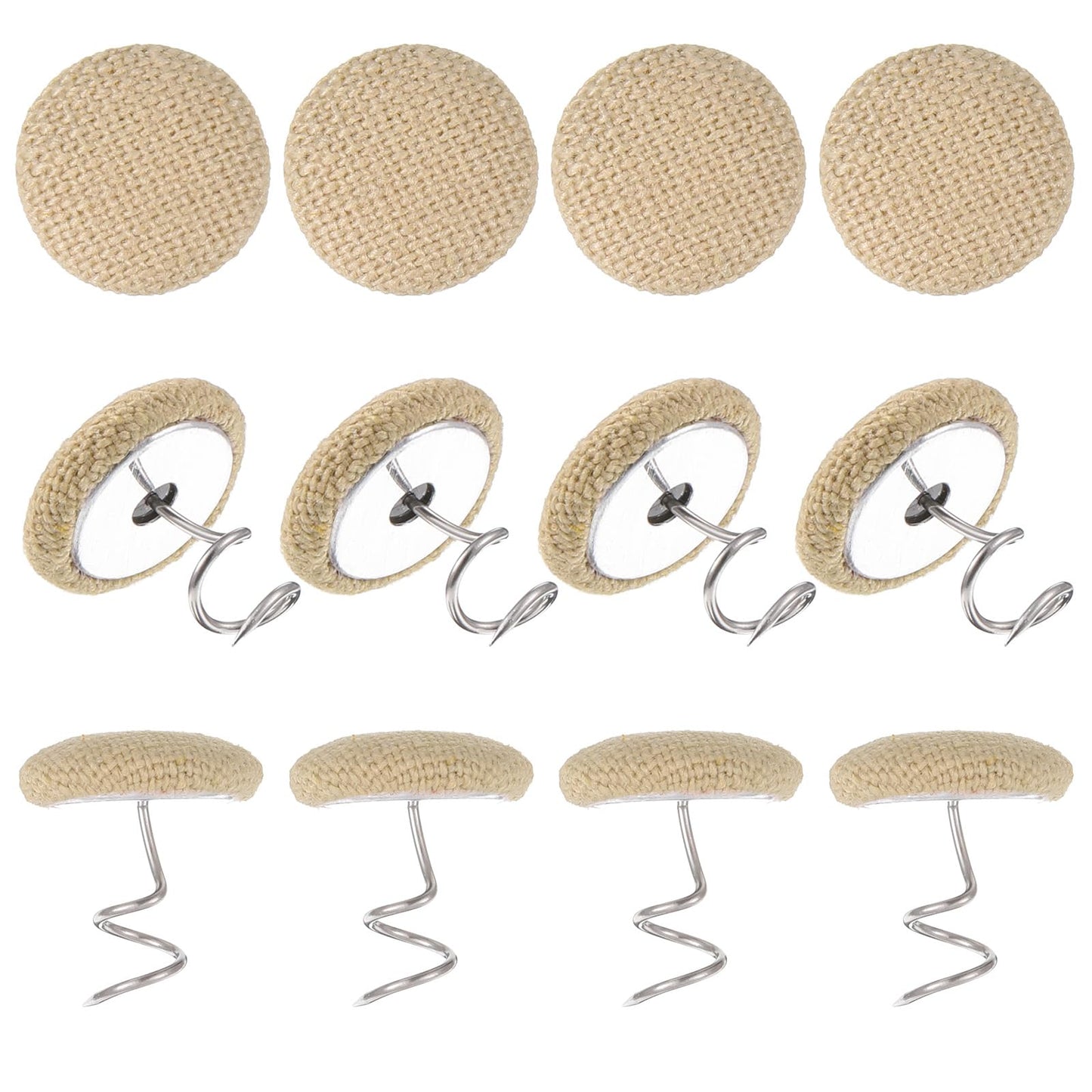 12 PCS Upholstery Twist Pins, Flax Covered Button Bed Skirt Pins