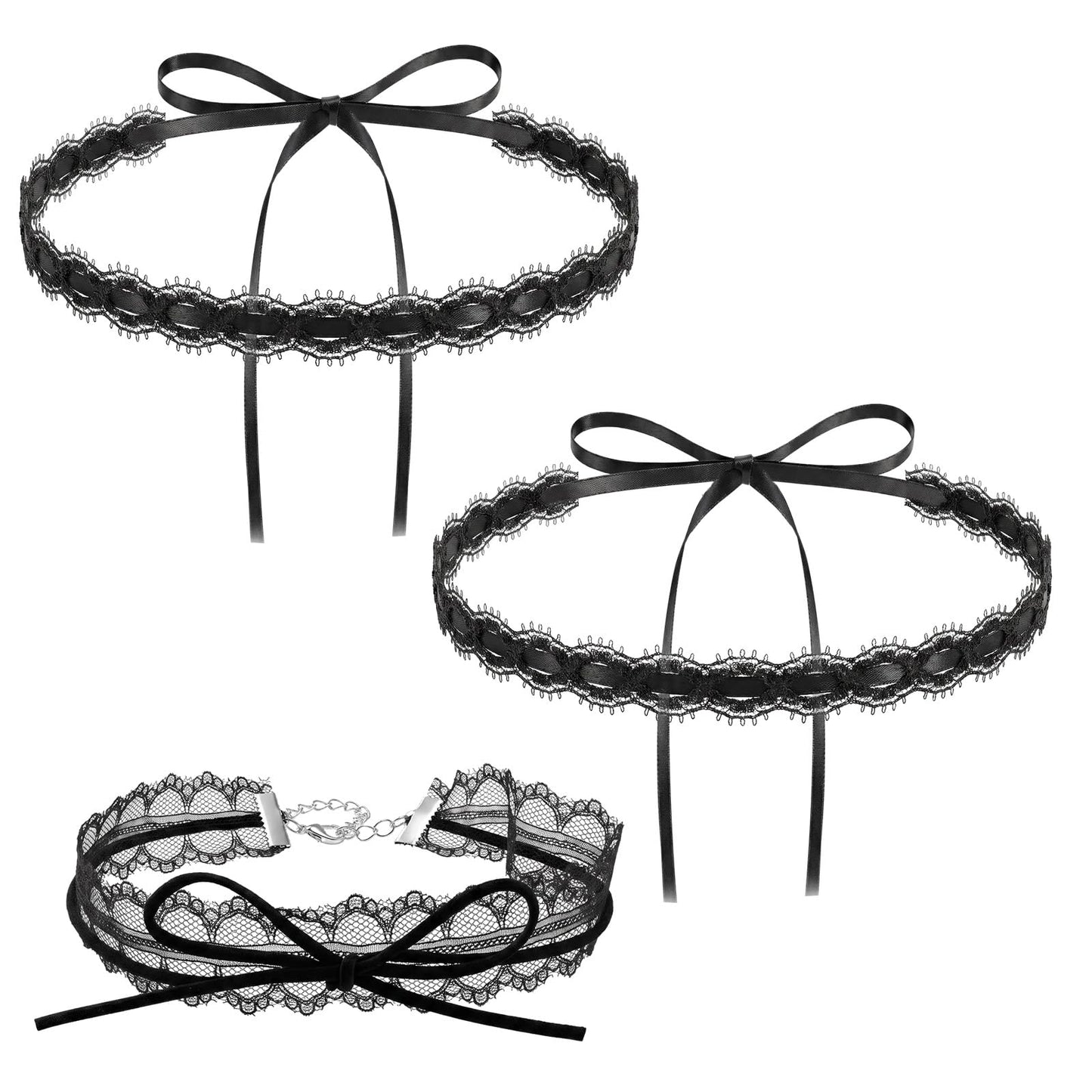 APLZGMG Women's Choker Necklace, Black Lace Choker Necklace, Pack of 3