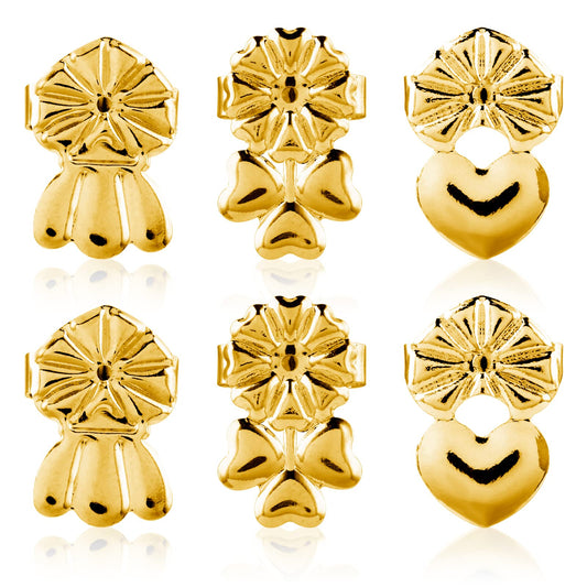 ASTER 3 Pairs Earring Lifters Earring Support Backs for Heavy Earrings Drooping, Gold Earring Lifters Backs Repacements for Heavy Earrings with Storage Box