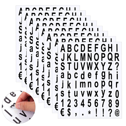 ASTER 576 Pieces 8 Sheets Self-Adhesive Vinyl Letter Number Stickers Kit, Alphabet Number Stickers For Mailbox, Sign, Door, Cars, Home, Business, Address Number(Black Letter)