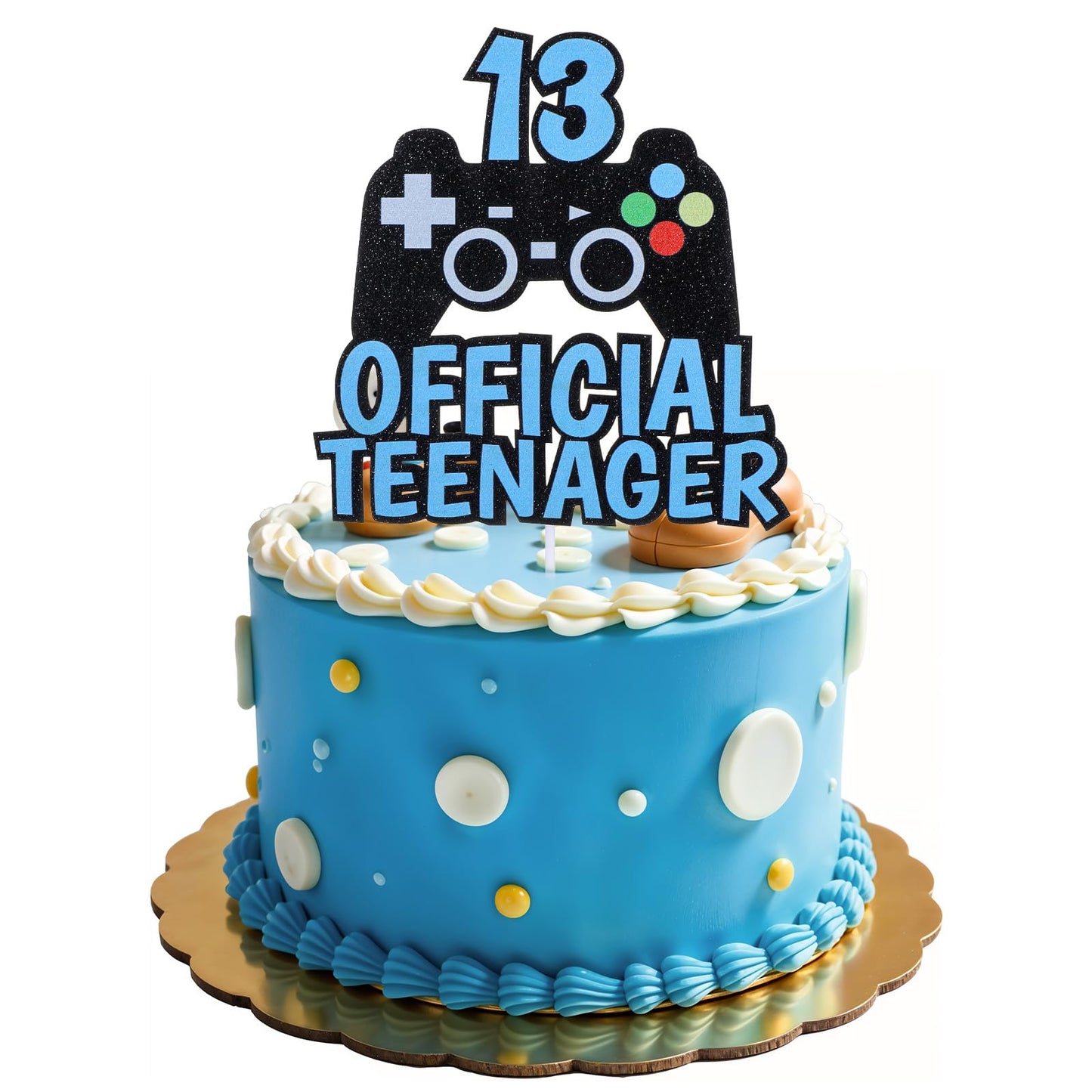 1 Piece Cake Decoration Birthday Boy, Video Game Cake Decoration, Gaming Happy Birthday Cake Topper, 13 Official Teenager Happy Birthday Cake Decoration, for 13 Years Boy Girl Birthday, Children's