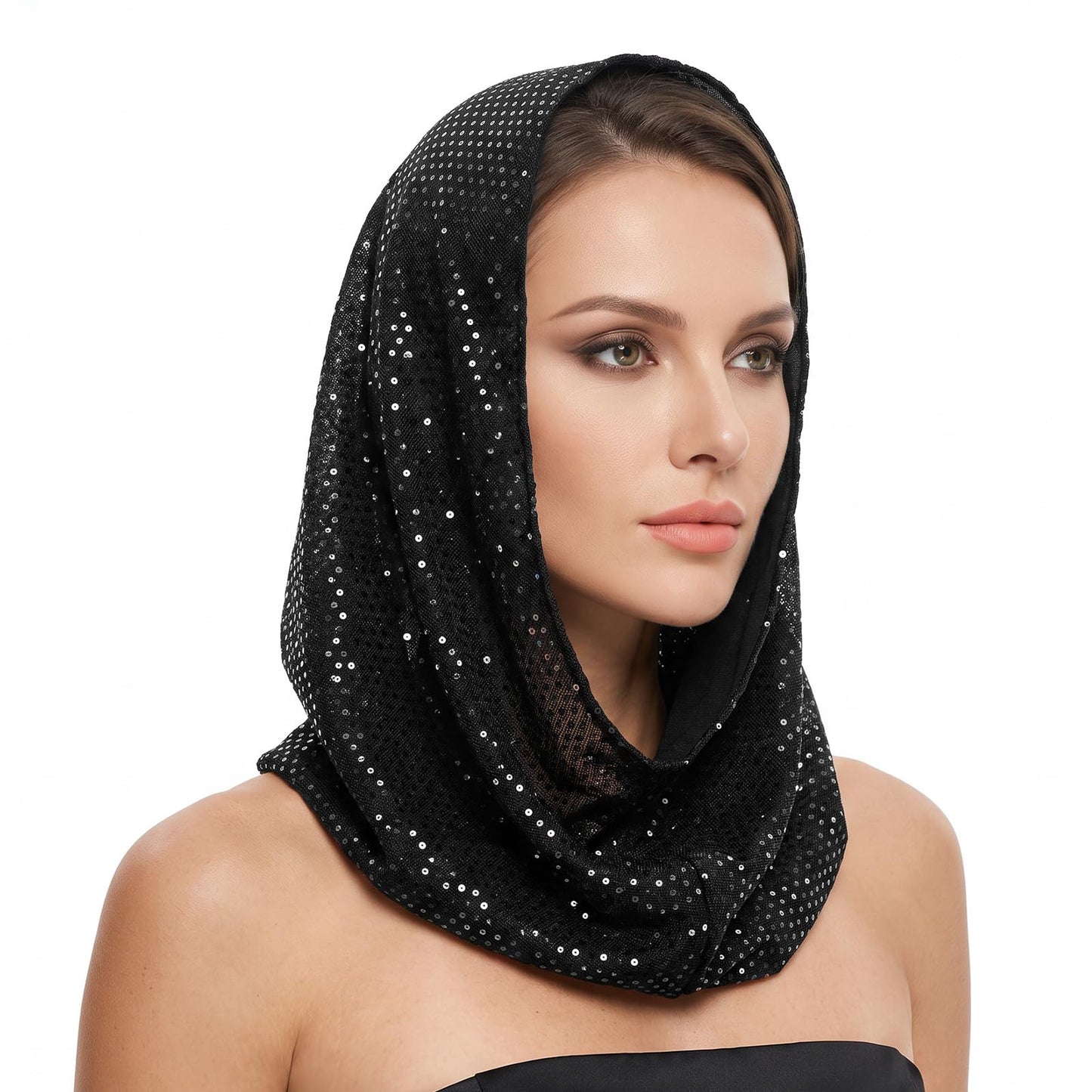 Rave Hood Glitter Sequin Bandana Unisex Black Festival Outfit