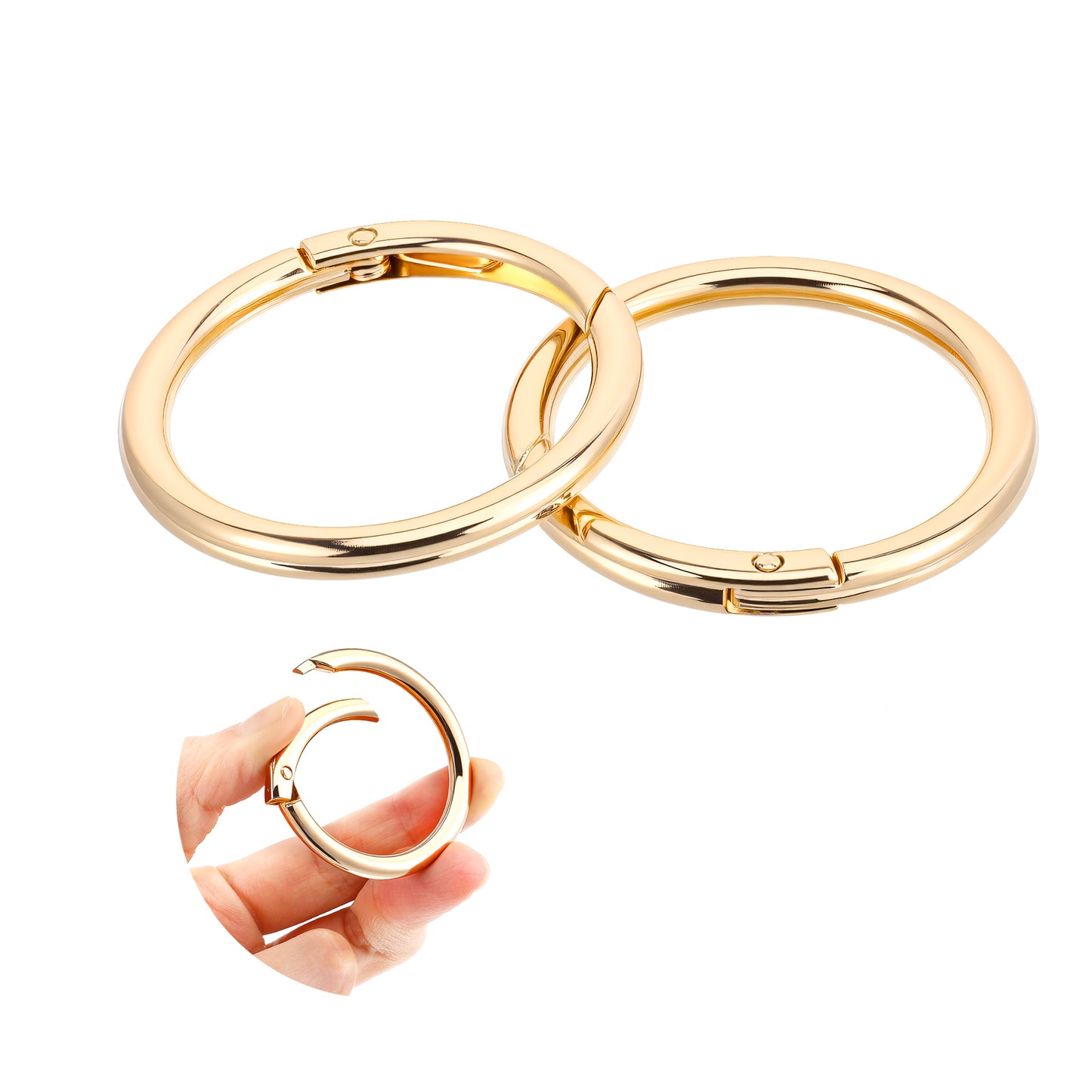 4 Pack 1/2in Flat Trigger Spring O Ring, Heavy Duty Metal O Keychain Ring Round Rings for Dog Collars, Backpacks, Bag, Webbing Straps Belts Bags Dog Leash Hand DIY Accessories(Gold)