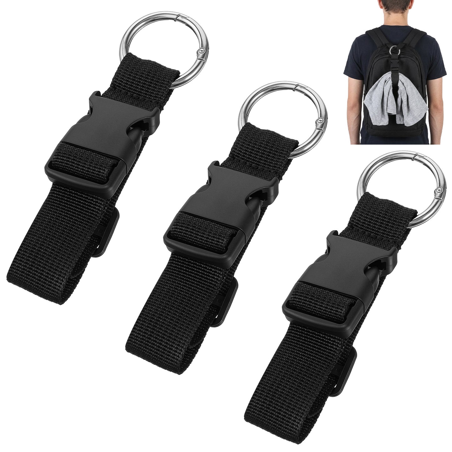 3 Pcs Add a Bag Luggage Straps, Adjustable Suitcase Belts Straps Jacket Gripper Strap Make Your Hands Free Easy to Carry Extra Bags Travel Accessories (Black)