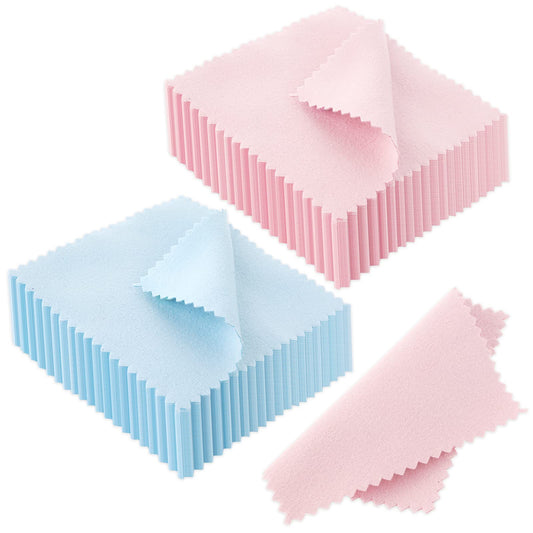 100 Pack Jewelry Cleaning Cloth, Colorful Jewelry Polishing Cloths, Jewelry Cleaner Cloth for Silver Gold Glasses Watch Coins, 8 x 8 cm