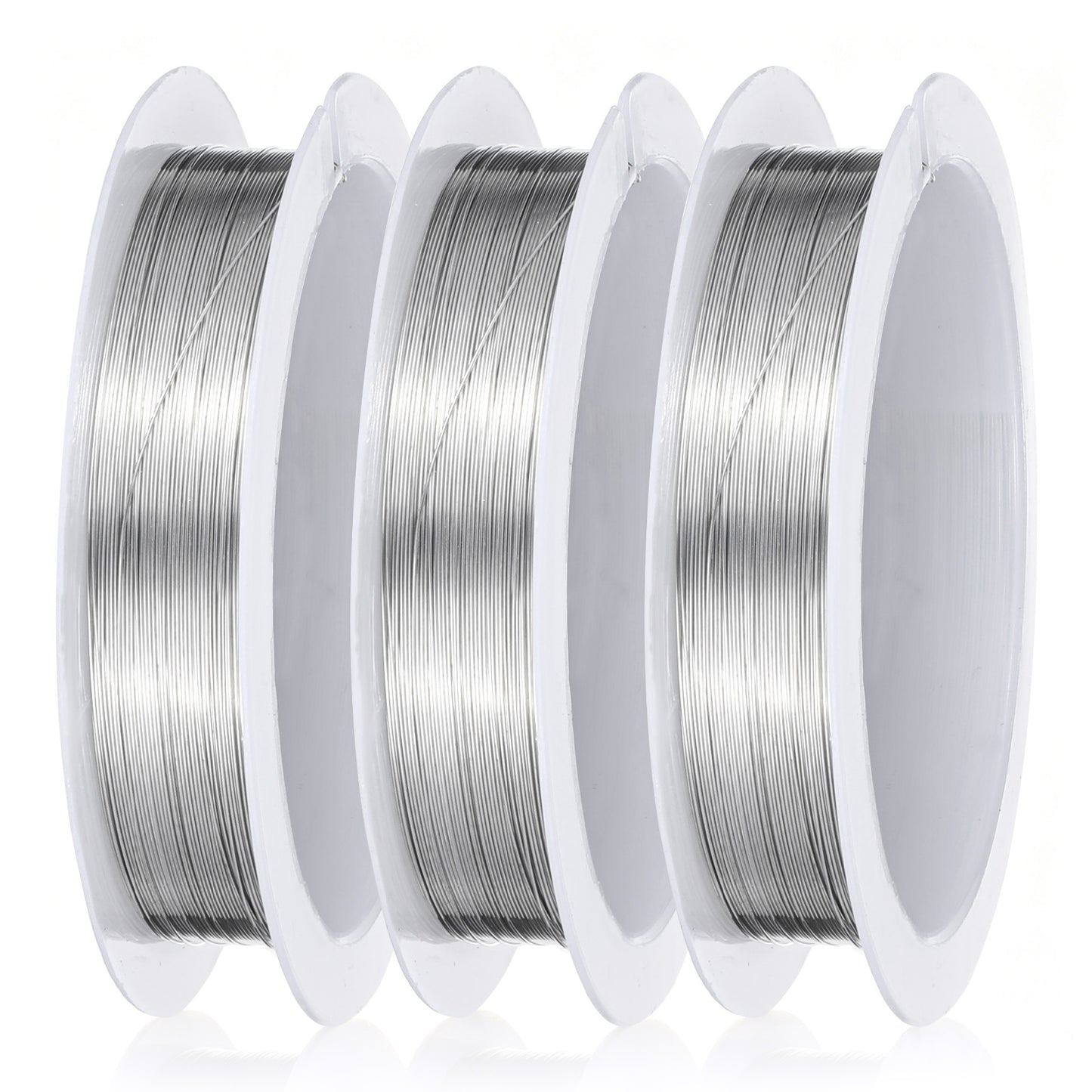 3 Rolls 28 Gauge Copper Wire for Jewelry Making, 0.3mm Silver Beading Wires for Bracelet Earrings Necklaces Rings Pendant Flower Art Craft Projects