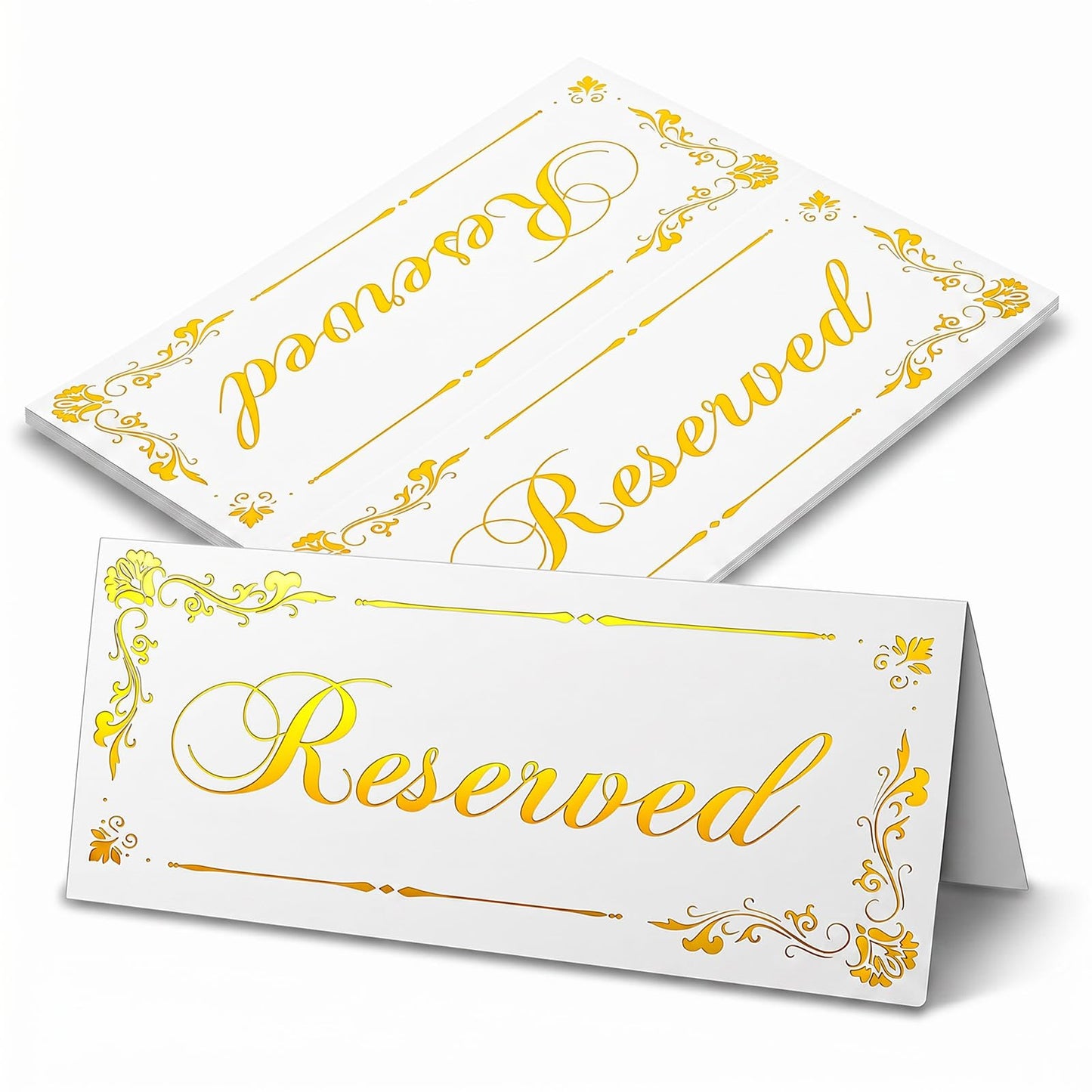 12Pcs Reserved Table Signs, Gold Foil Reserved Seating Signs