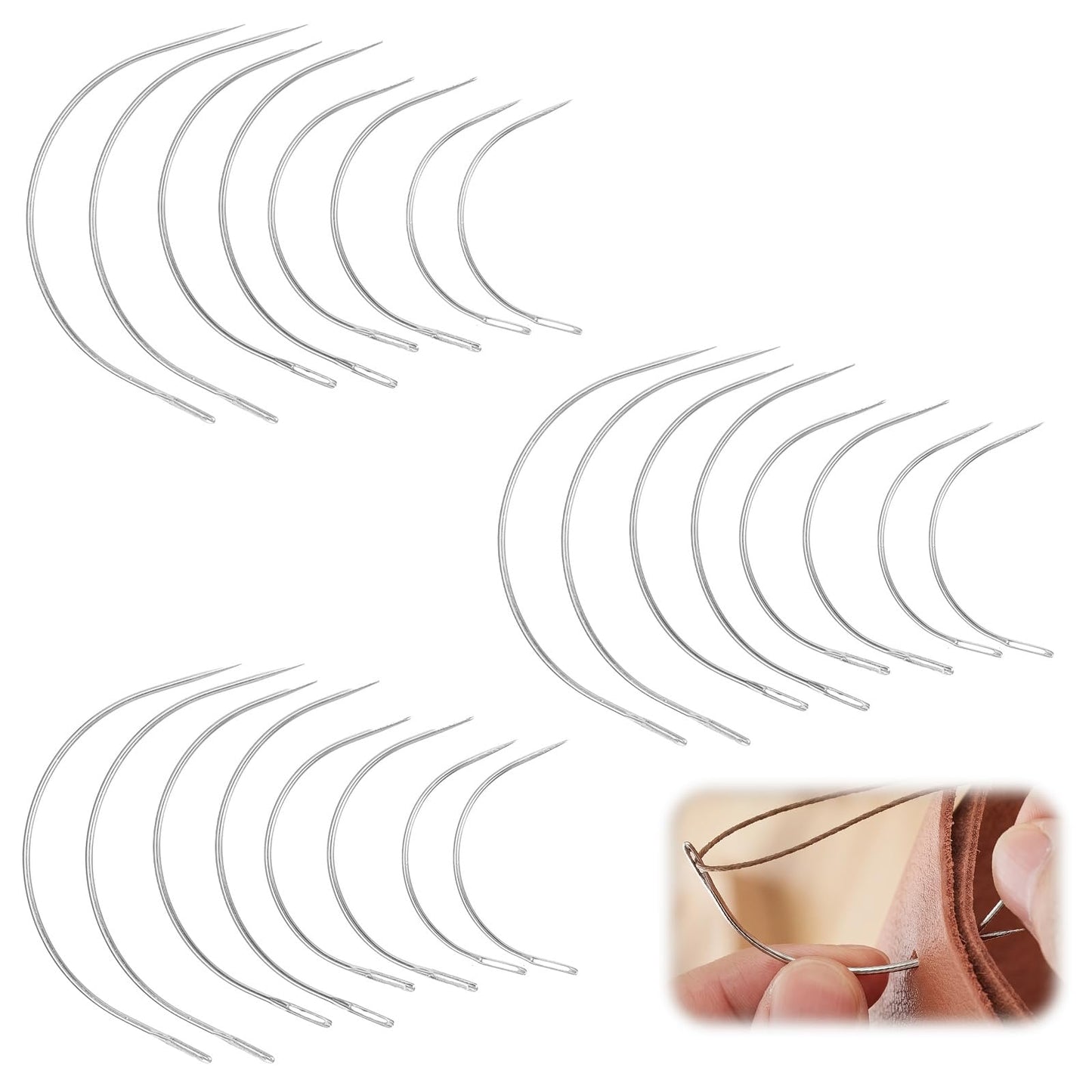 Pack of 24 Curved Sewing Needles Leather Needle 4 Sizes