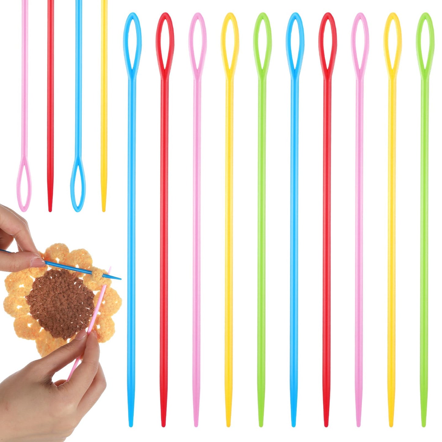 Plastic Weaving Needles, Colorful Big Eye Knitting Needles for Yarn