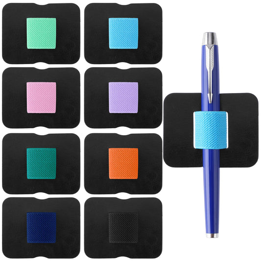ASTER 8 Pieces Self Adhesive Pen Holders Elastic Journal Pen Loop PU Leather Pen Holder for Notebook Journal Calendar Laptop Office Accessory