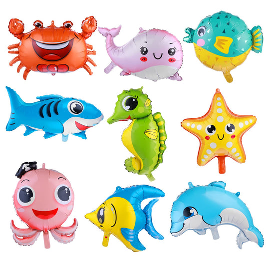 10 Pcs Under The Sea Balloons, Ocean Themed Party Decorations, Cute Sea Animal Balloons, Shark Octopus Dolphin Crab Fish Balloons Under The Sea Party Decorations Party Favors