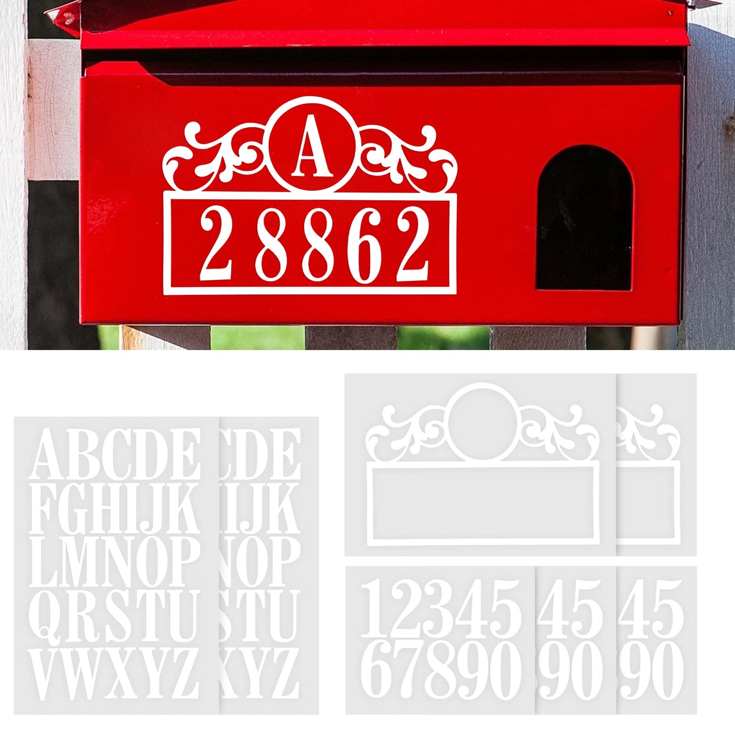 ASTER Reflective Mailbox Numbers Stickers, Vinyl Mailbox Lettering Sticker with Custom Initial Monogram, Waterproof Self Adhesive Decal for Signs, Door, Cars, Trucks, Home, Business, Address Number
