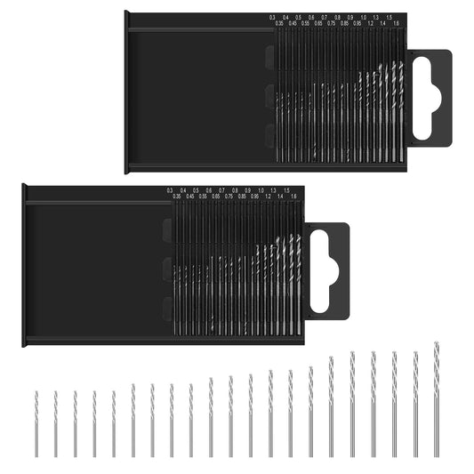 ASTER 40 Pieces 0.3-1.6 mm Shank Micro Drill Bit Set,Round Head Shank High Speed Steel Twist Drill Bit for Wood Plastic Aluminum Alloy, Quick Change