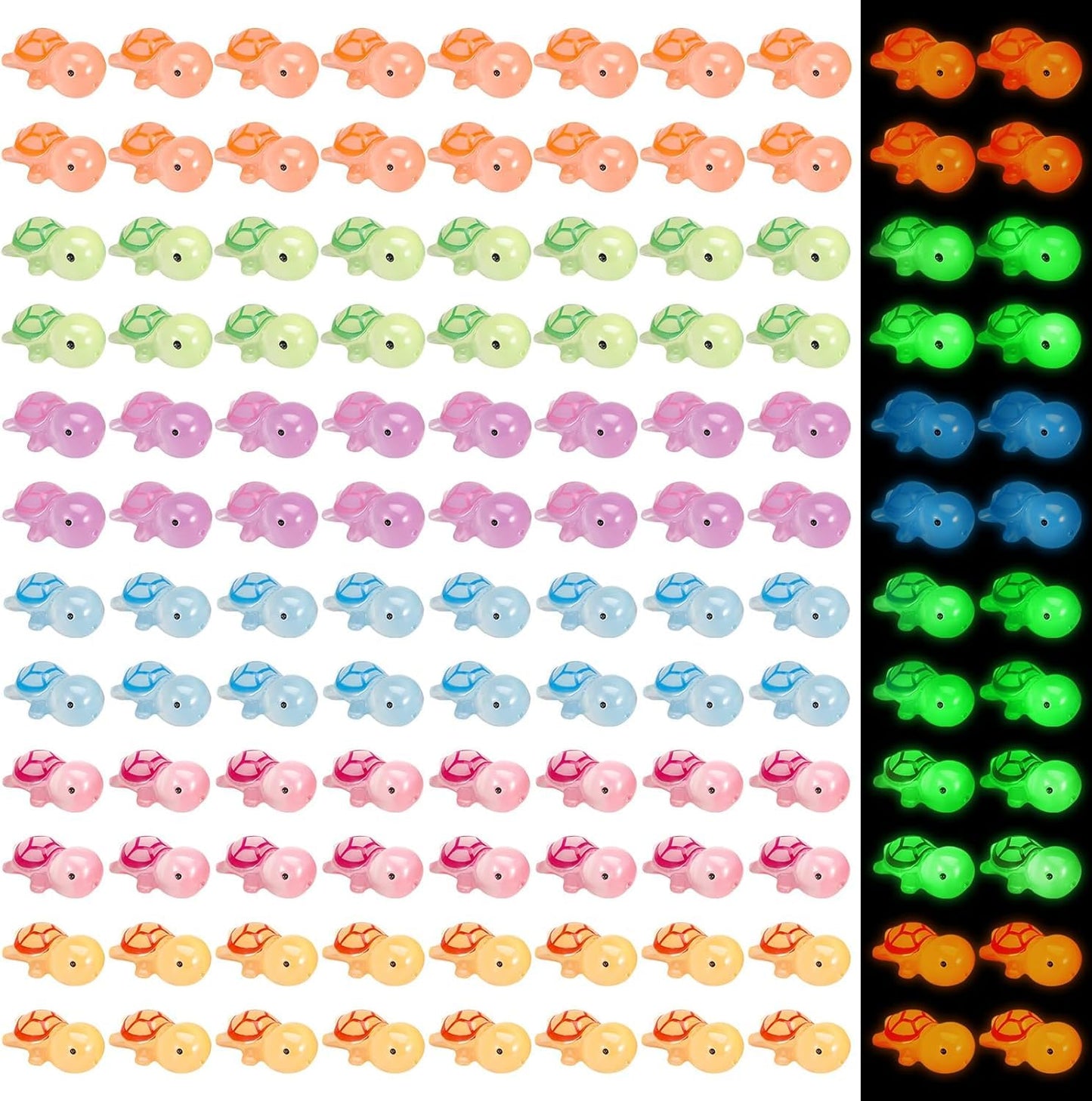100 Pcs Mini Luminous Turtle Resin Glow in Dark for Aquarium, Garden, Moss Terrarium, DIY Crafts, Home Decor