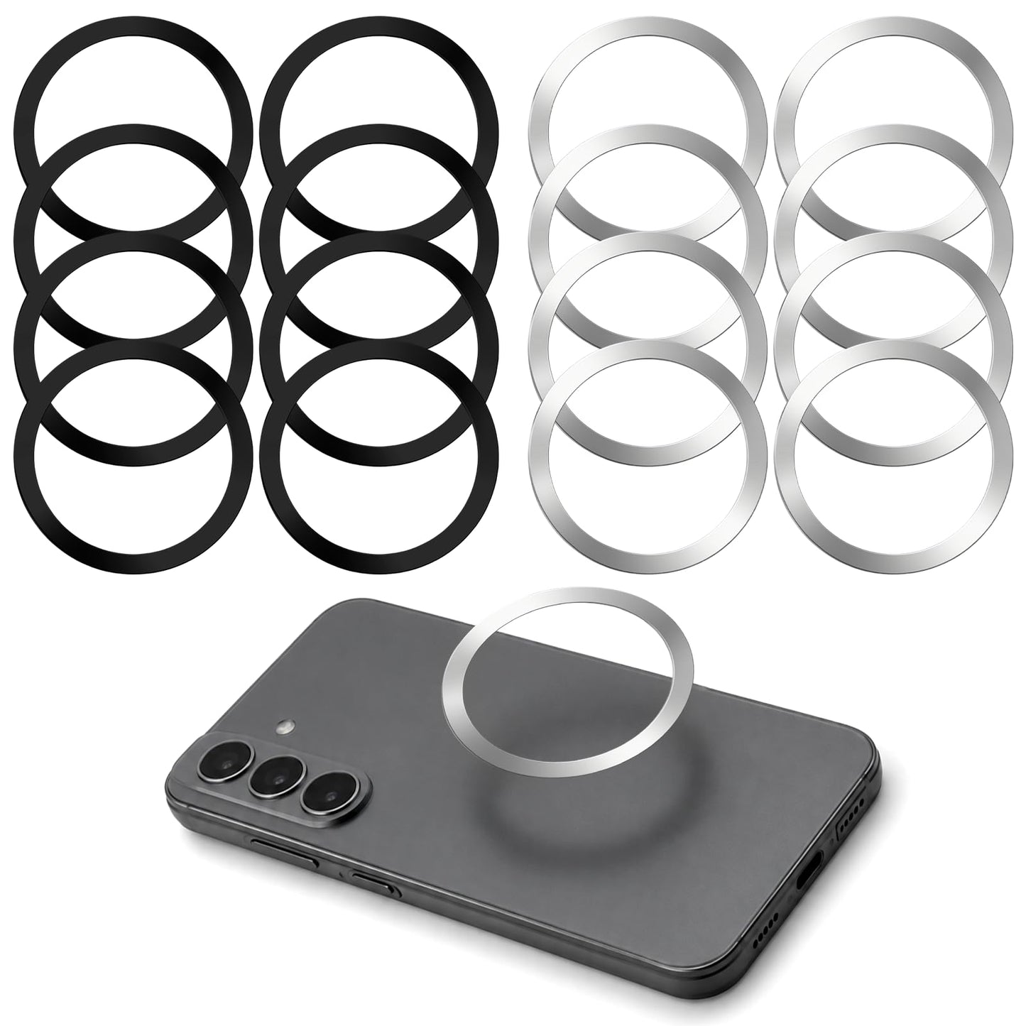 Pack of 16 Magnetic Ring Stickers Self-Adhesive Magnetic Ring Mobile Phone