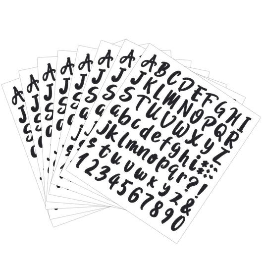 ASTER 576 Pieces 8 Sheets Self-Adhesive Vinyl Letter Number Stickers Kit, Alphabet Number Stickers For Mailbox, Sign, Door, Cars, Home, Business, Address Number (Black Letter-B)