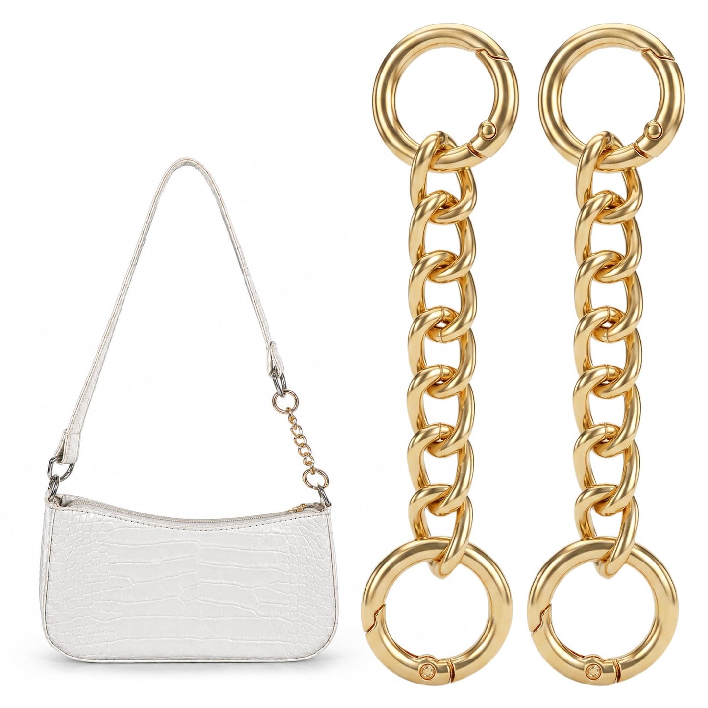 2 PCS 4.1" Purse Extender Chain, Metal Bag Extender Chain Gold