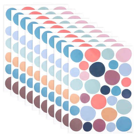 10 Sheets/300 Pcs Colorful Polka Dot Wall Decals, Circle Wall Decal for Kids Vinyl Wall Stickers Dots Wall Decals Rainbow Dots Wall Sticker for Kids Boys Girls Bedroom Living Room Wall Decor