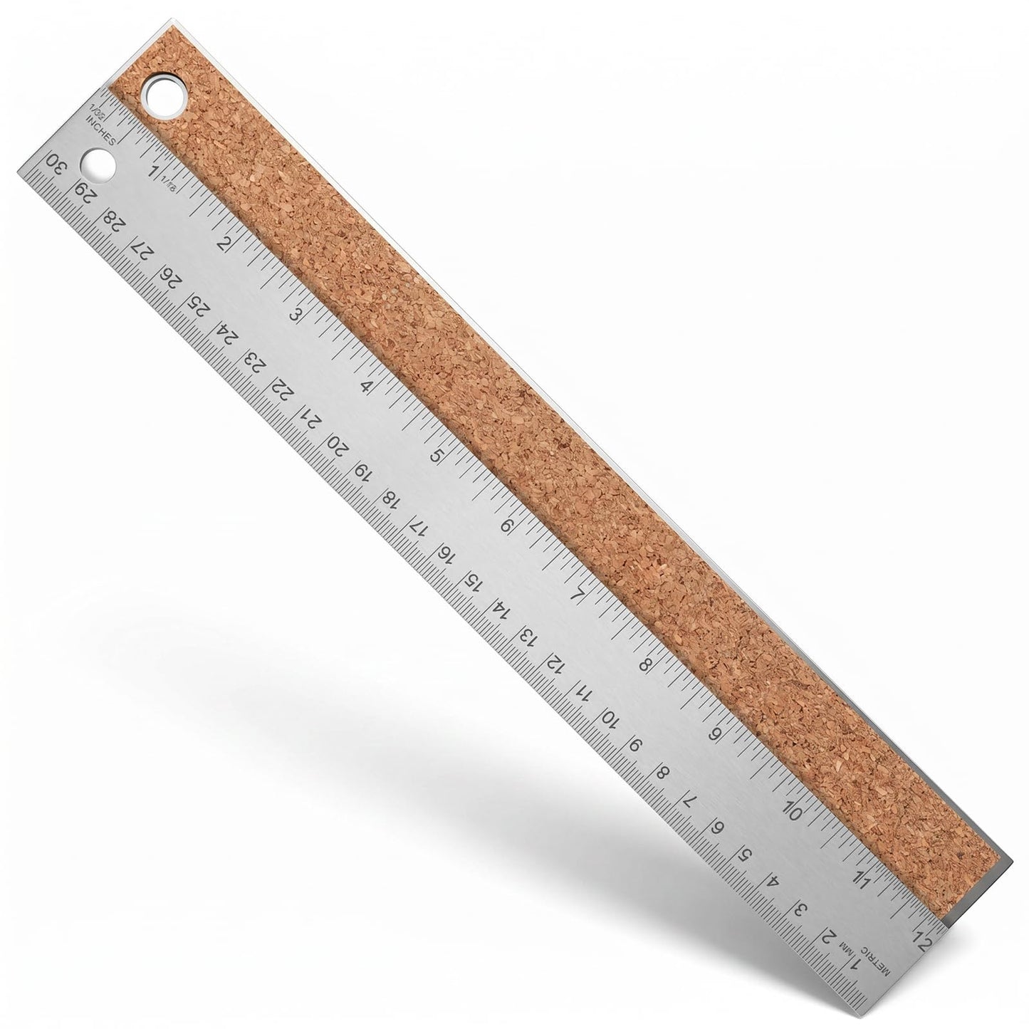 Metal Ruler with Cork Backing, Non‑slip Cork Backed Ruler