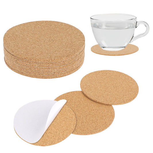 ZEYIYER 12PCS Cork Coasters, 4" Round Cork Backing for Coasters, Self-Adhesive Cork Plant Coasters Cork Mats Coaster Bottoms Pads Cork for Coasters Backing, DIY Crafts Cork Board Tiles