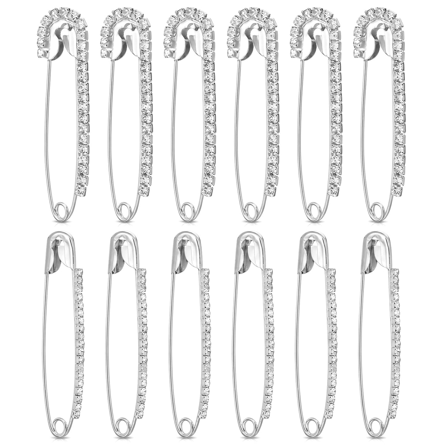 12 Pcs Rhinestone Safety Pins, Safety Pin Brooch, Sweater Shawl Pins for Skirts, Sweaters, Scarves, Lapel Hats, Suit Jackets, Accessories