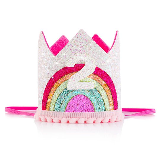 ASTER Baby Girls 2nd Birthday Crown, Princess Girls 2 Years Birthday Crown Hat, Adjustable 2nd Birthday Hat Baby Crown for Baby Girls 2 Years Birthday Party