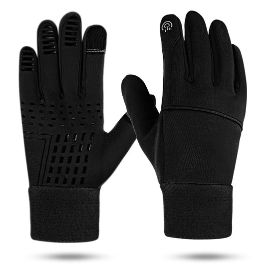 1 Pairs Winter Gloves for Men Women Cycling, Waterproof Gloves Warm Touchscreen Gloves for Cold Weather Thin Water-Resistant Windproof Non-Slip Gloves for Cycling Driving Running Hiking(Black,L)