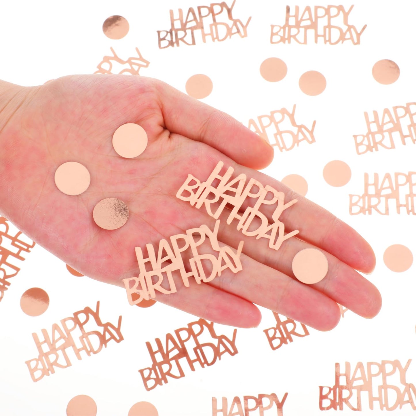 300PCS Rose Gold Happy Birthday Confetti for Table
