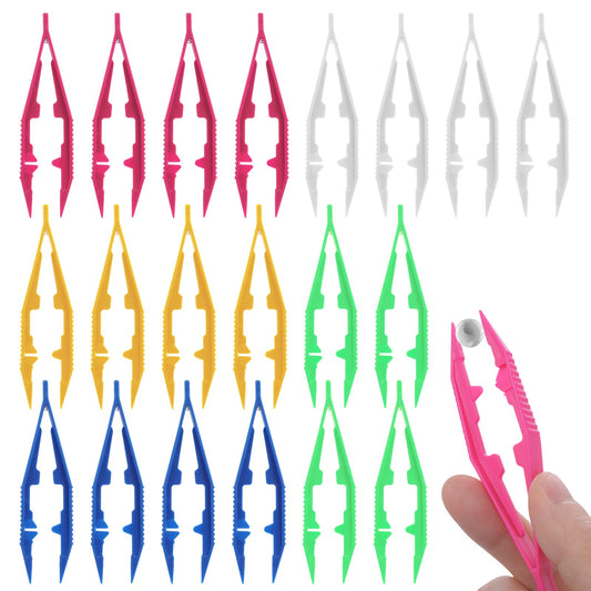 ASTER Plastic Tweezers - Pack of 20, 4 Inch/10cm Plastic Beads Tweezers First Aid Tweezers Bulk Bead Tweezer for Beads Handmade DIY Crafts