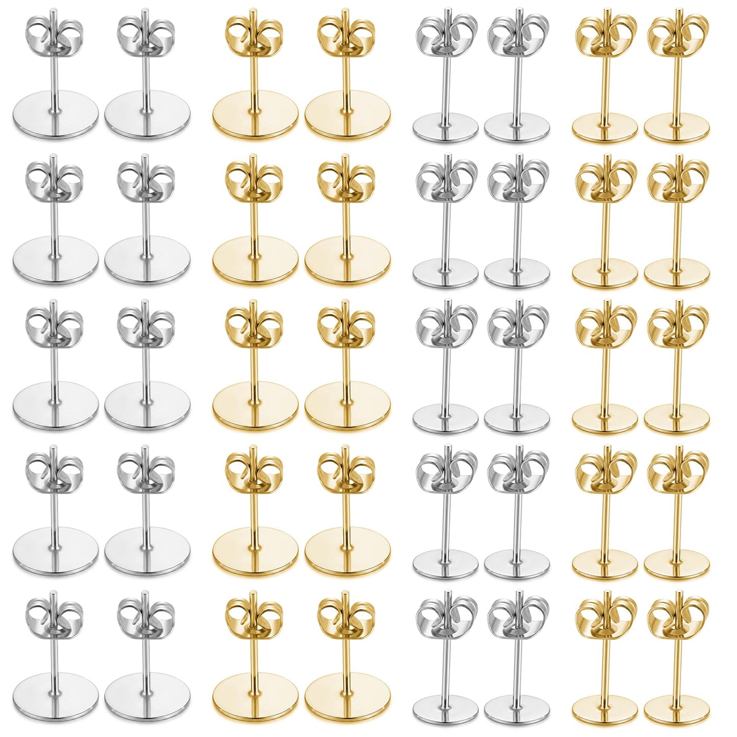 Set of 40 Earrings Make Your Own Set 6/8 mm Stud Earrings Blank