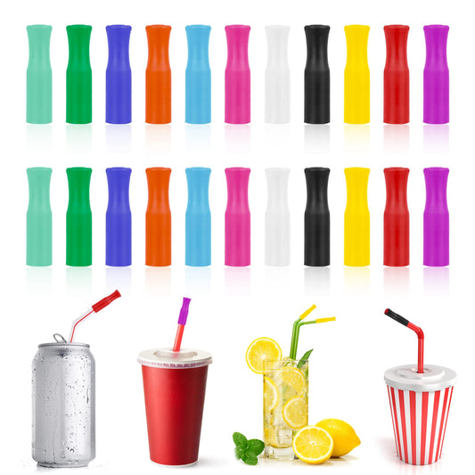 ASTER 44 PCS Silicone Straw Tips, Multi Colored Food Grade Silicone Straws Tips for (6mm) Wide Metal Straws, Reusable Straws Tips Covers for Party Supplies